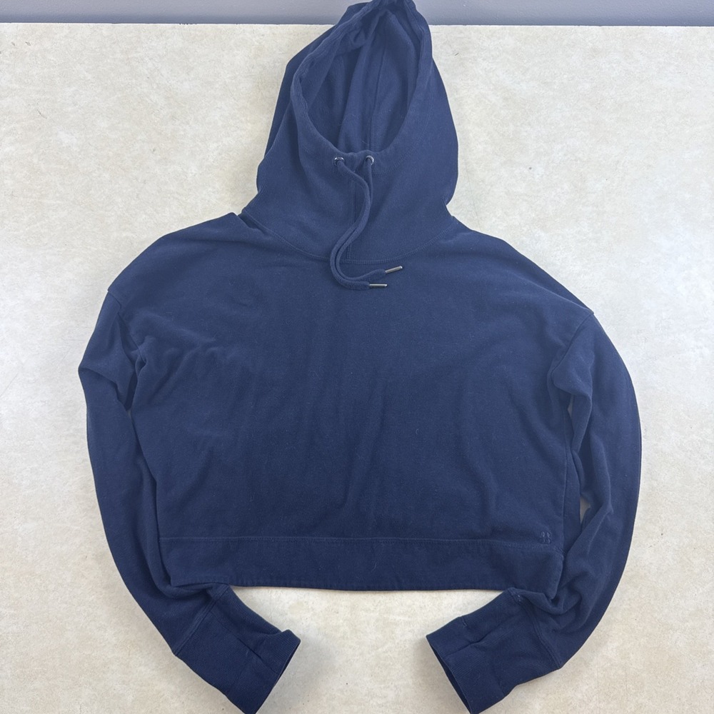 Sweaty Betty Escape Luxe Fleece Cropped Hoodie Womens L Blue Athleisure